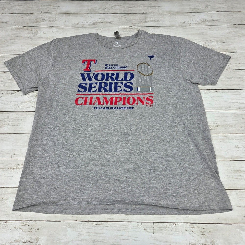 Fanatics Texas Rangers 2023 World Series Champions T-Shirt Men XL Gray Graphic